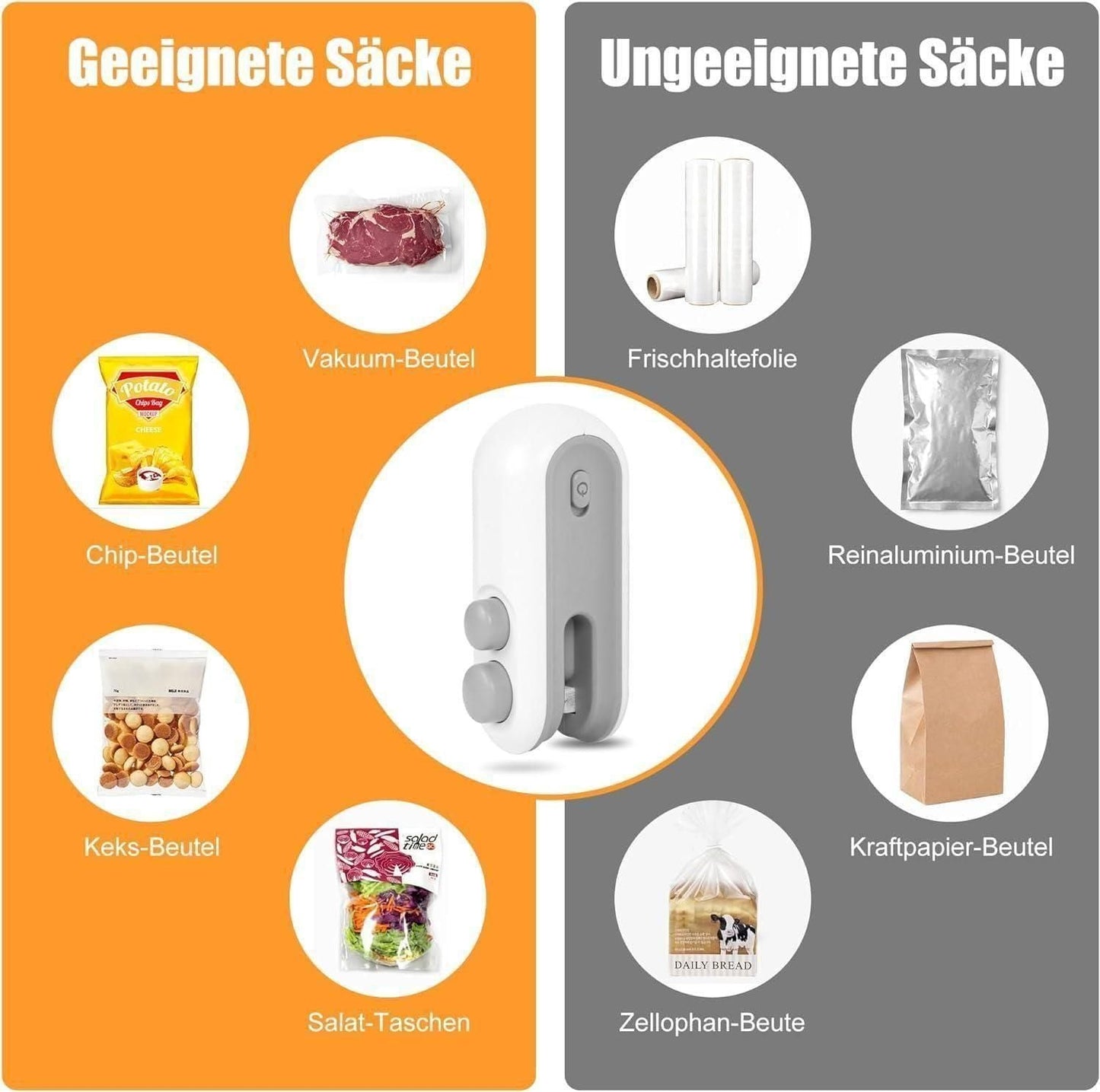 Portable Mini Sealing Machine 2 in 1 USB Rechargeable Magnetic Bag Sealer Heat Seal with
