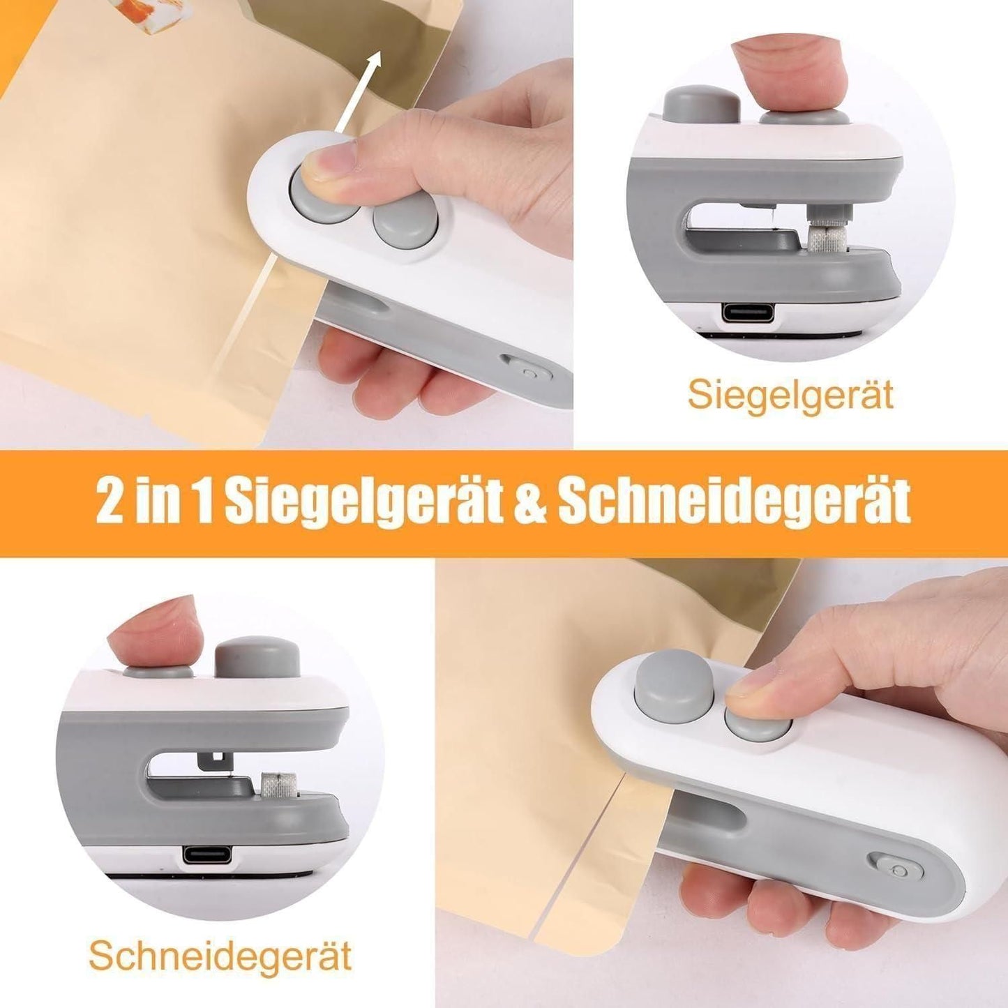 Portable Mini Sealing Machine 2 in 1 USB Rechargeable Magnetic Bag Sealer Heat Seal with